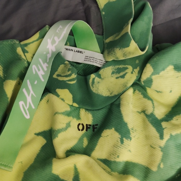 Off-White Green and Yellow Trashed Sweatshirt, No Size Best Fit Small-Med - Picture 1 of 6
